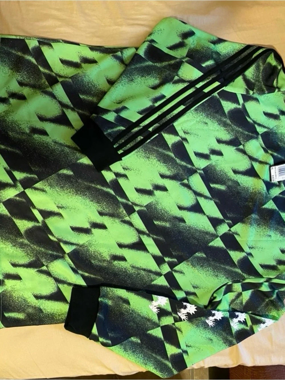 Adidas Neon Green and Black Graphic Long-Sleeve jersey For Mens